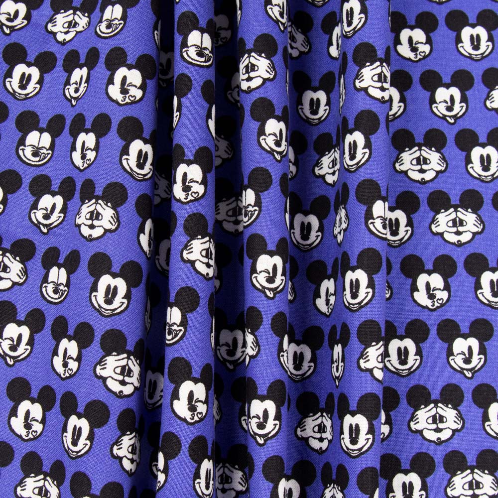 Baumwolle Mickey Face Blau - Ribes y Casals