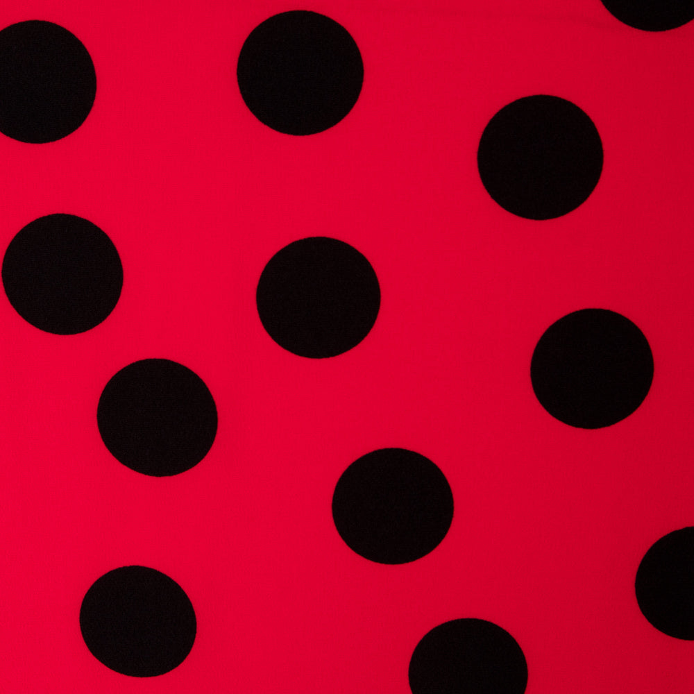 Crepe Polka Dots Schwarz 33mm Rot - Ribes y Casals