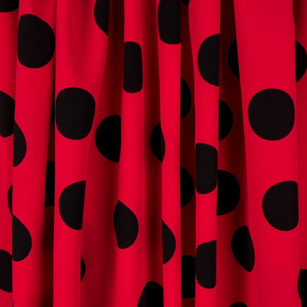 Crepe Polka Dots Schwarz 33mm Rot - Ribes y Casals