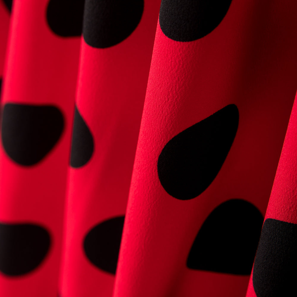 Crepe Polka Dots Schwarz 33mm Rot - Ribes y Casals