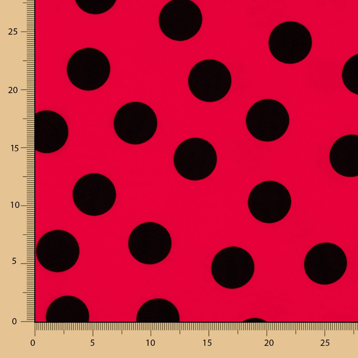 Crepe Polka Dots Schwarz 33mm Rot - Ribes y Casals