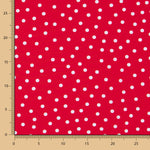 Restposten Crêpe mit weißen und roten Punkten, 7 mm – verschiedene Maße x Breite 150 cm - Ribes y Casals