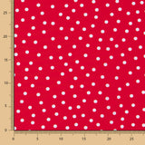 Restposten Crêpe mit weißen und roten Punkten, 7 mm – verschiedene Maße x Breite 150 cm - Ribes y Casals