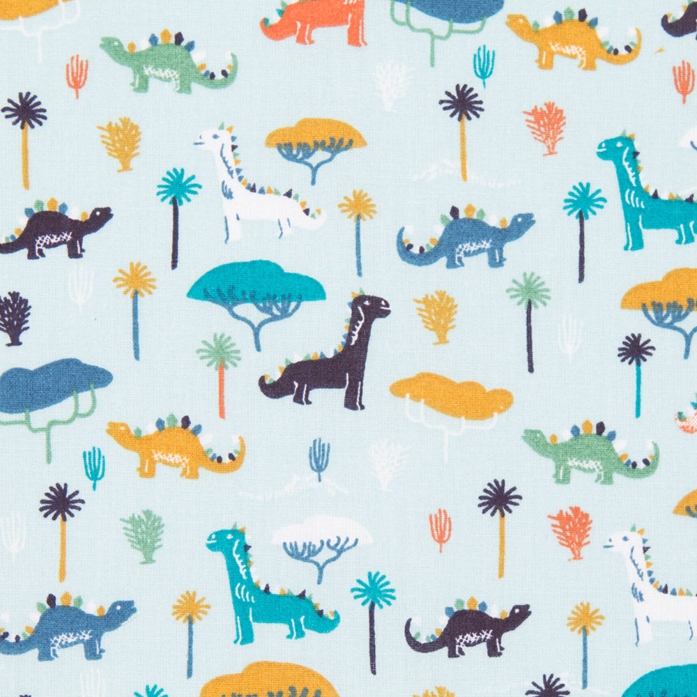 Dinosaurier Baumwolle Popeline Hellblau - Ribes y Casals