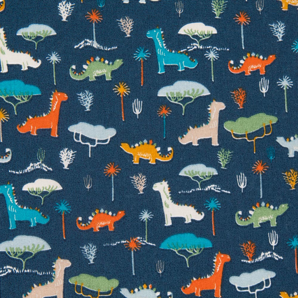 Dinosaurier Baumwolle Popeline Blau - Ribes y Casals