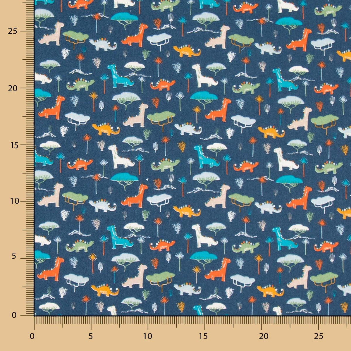 Dinosaurier Baumwolle Popeline Blau - Ribes y Casals