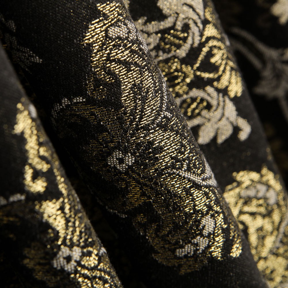 Jacquard Damast Lurex Schwarz Gold - Ribes y Casals
