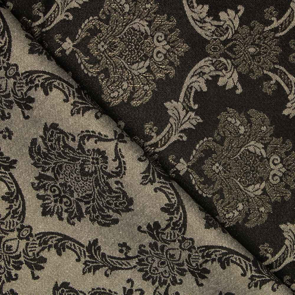 Jacquard Damast Lurex Schwarz Gold - Ribes y Casals