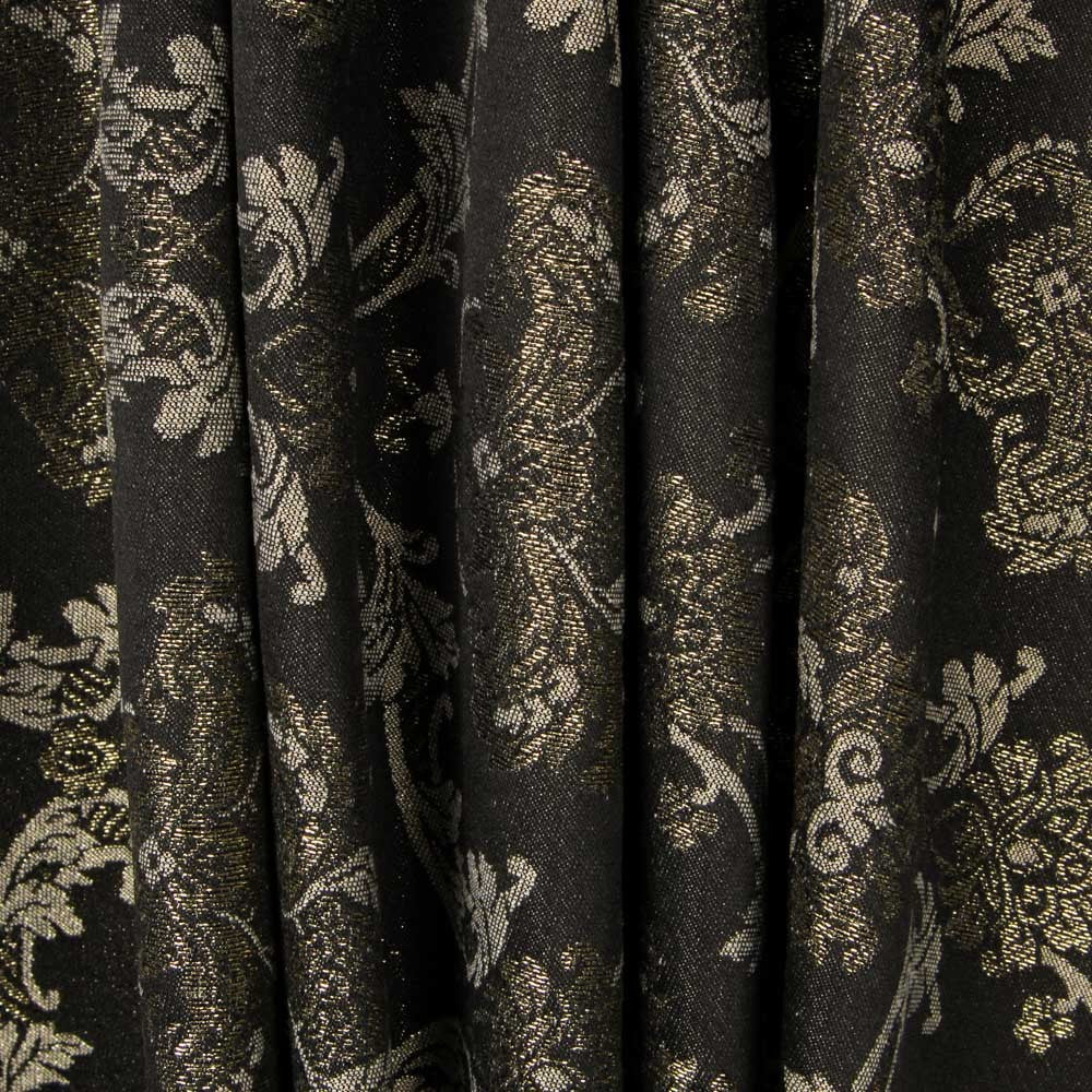 Jacquard Damast Lurex Schwarz Gold - Ribes y Casals