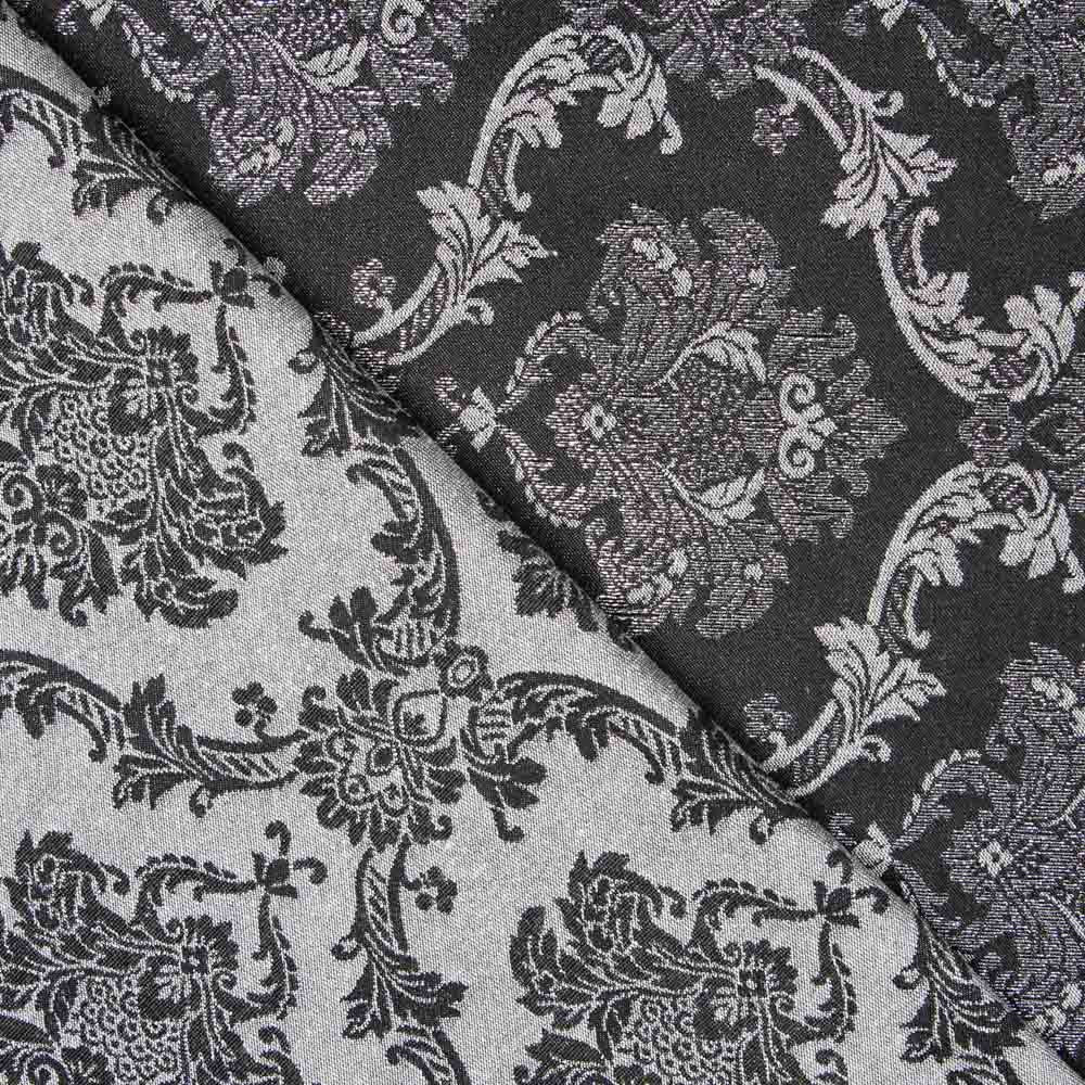 Jacquard Damast Lurex Schwarz Silber - Ribes y Casals