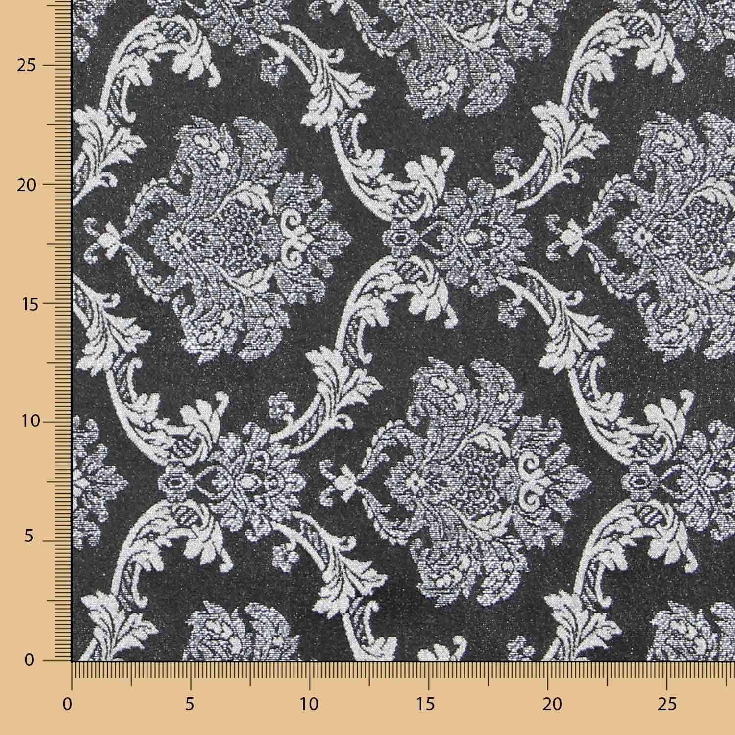 Jacquard Damast Lurex Schwarz Silber - Ribes y Casals