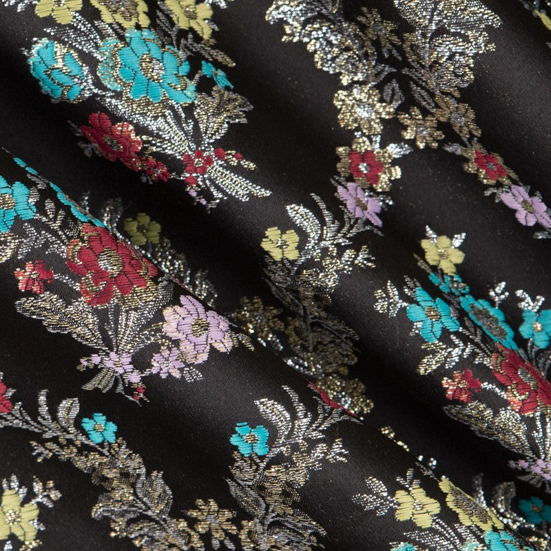 Jacquard-Lurex-Bouquet Schwarz - Ribes y Casals