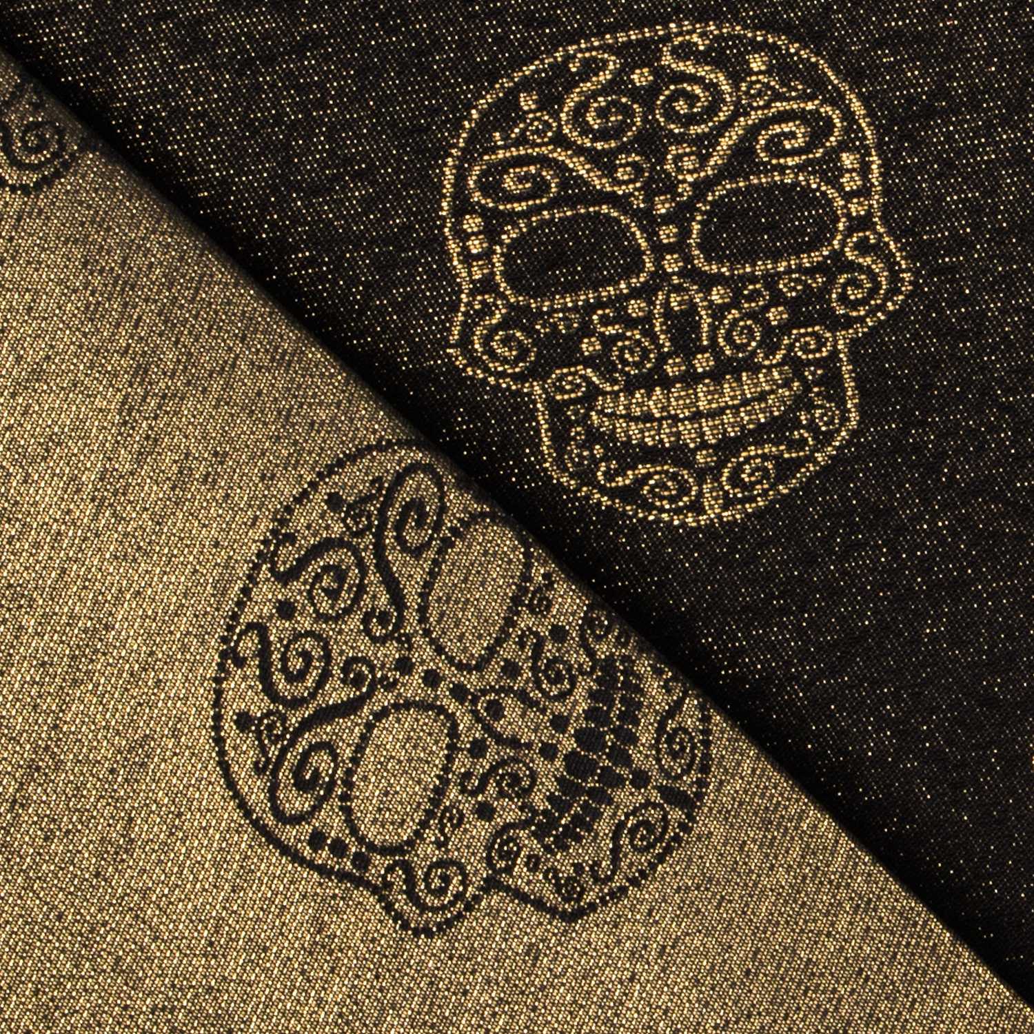 Jacquard Lurex Totenkopf Schwarz Gold - Ribes y Casals