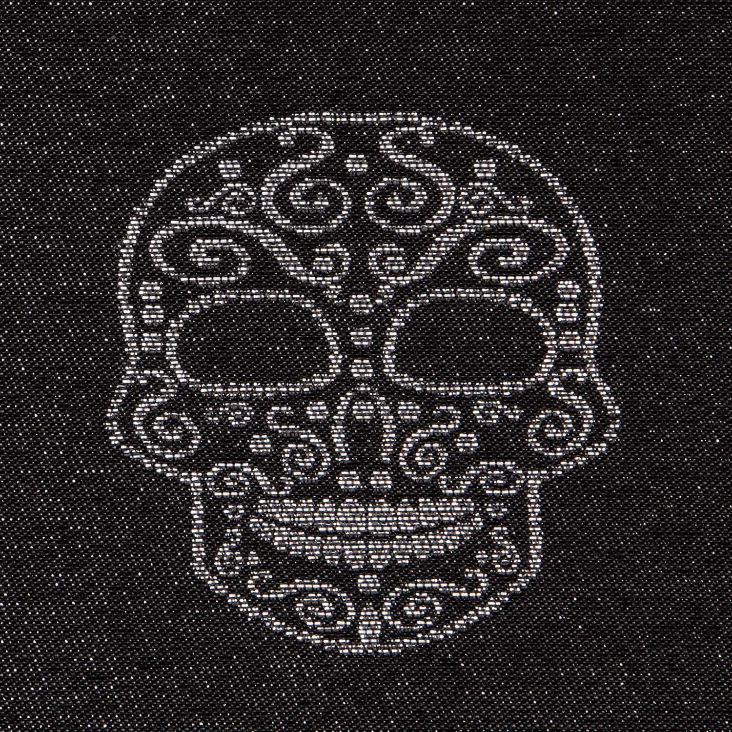 Jacquard Lurex Totenkopf Schwarz Silber - Ribes y Casals