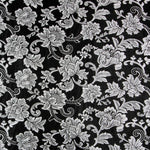 Jacquard Lurex Floral Schwarz Silber - Ribes y Casals