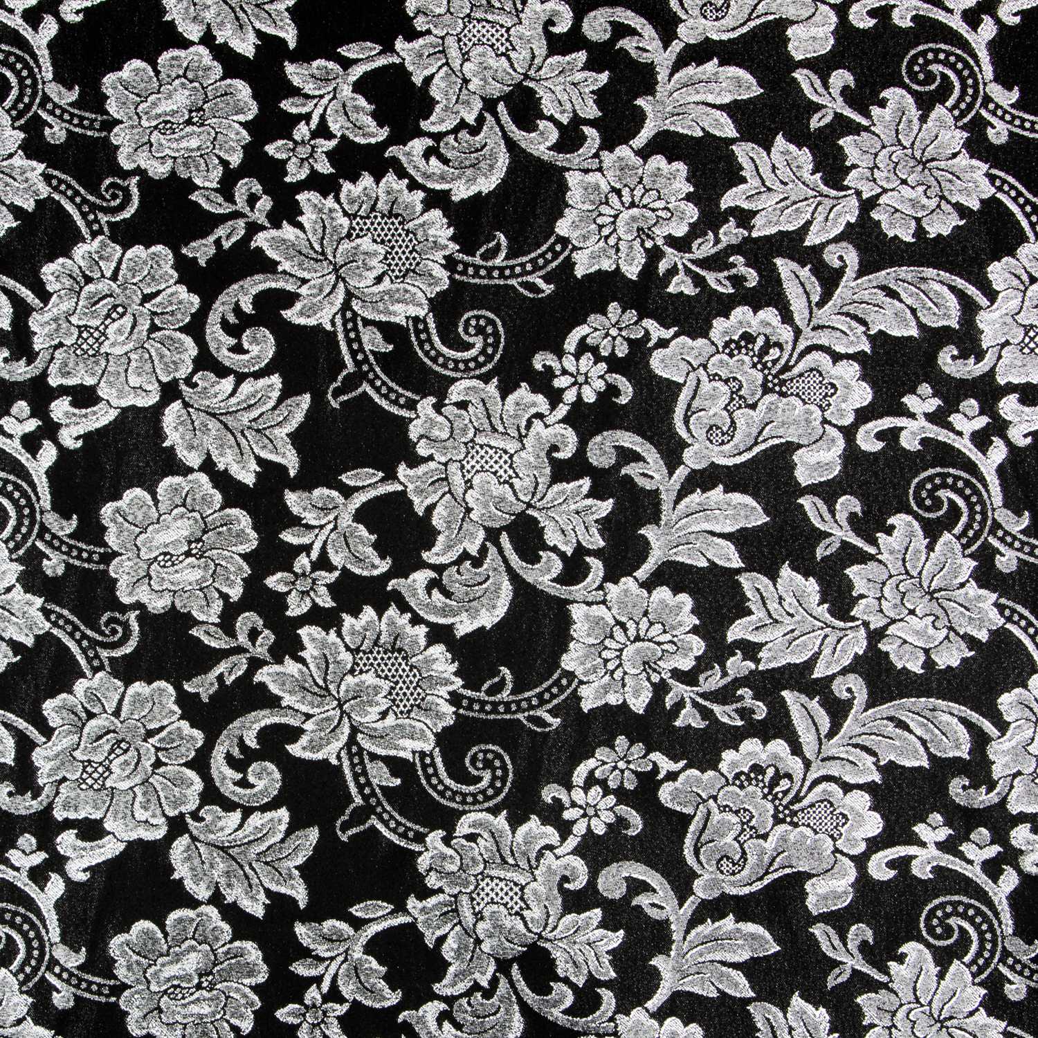 Jacquard Lurex Floral Schwarz Silber - Ribes y Casals