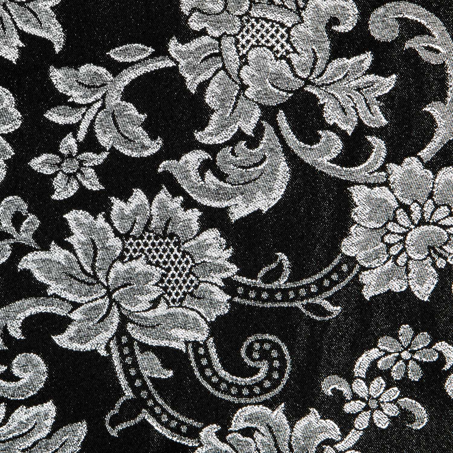 Jacquard Lurex Floral Schwarz Silber - Ribes y Casals
