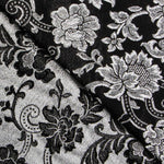 Jacquard Lurex Floral Schwarz Silber - Ribes y Casals