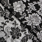 Jacquard Lurex Floral Schwarz Silber - Ribes y Casals