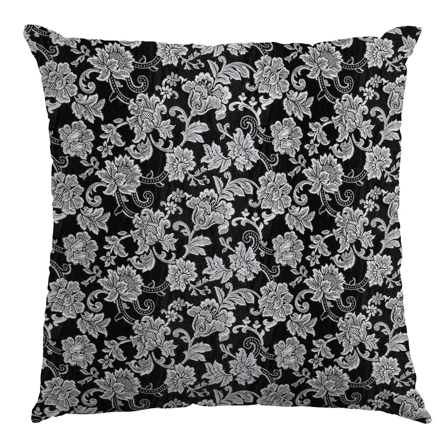 Jacquard Lurex Floral Schwarz Silber - Ribes y Casals