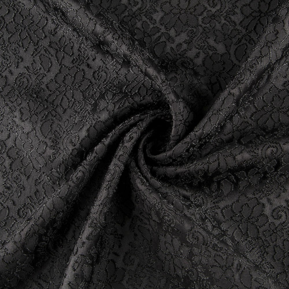 Jacquard Spandex Blume Schwarz - Ribes y Casals