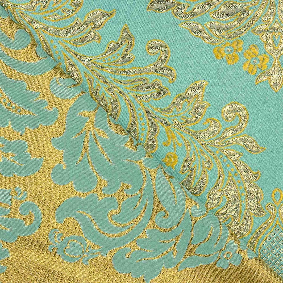 Brokat Brokat Jacquard Florenz Blau und Gold - Ribes y Casals