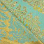 Brokat Brokat Jacquard Florenz Blau und Gold - Ribes y Casals