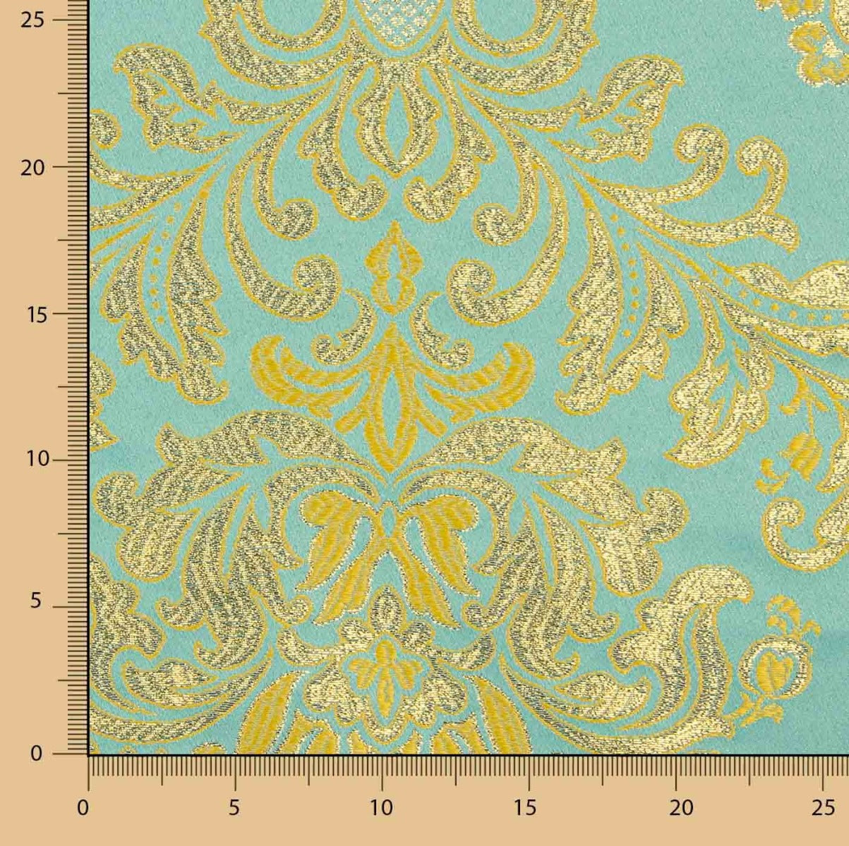 Brokat Brokat Jacquard Florenz Blau und Gold - Ribes y Casals