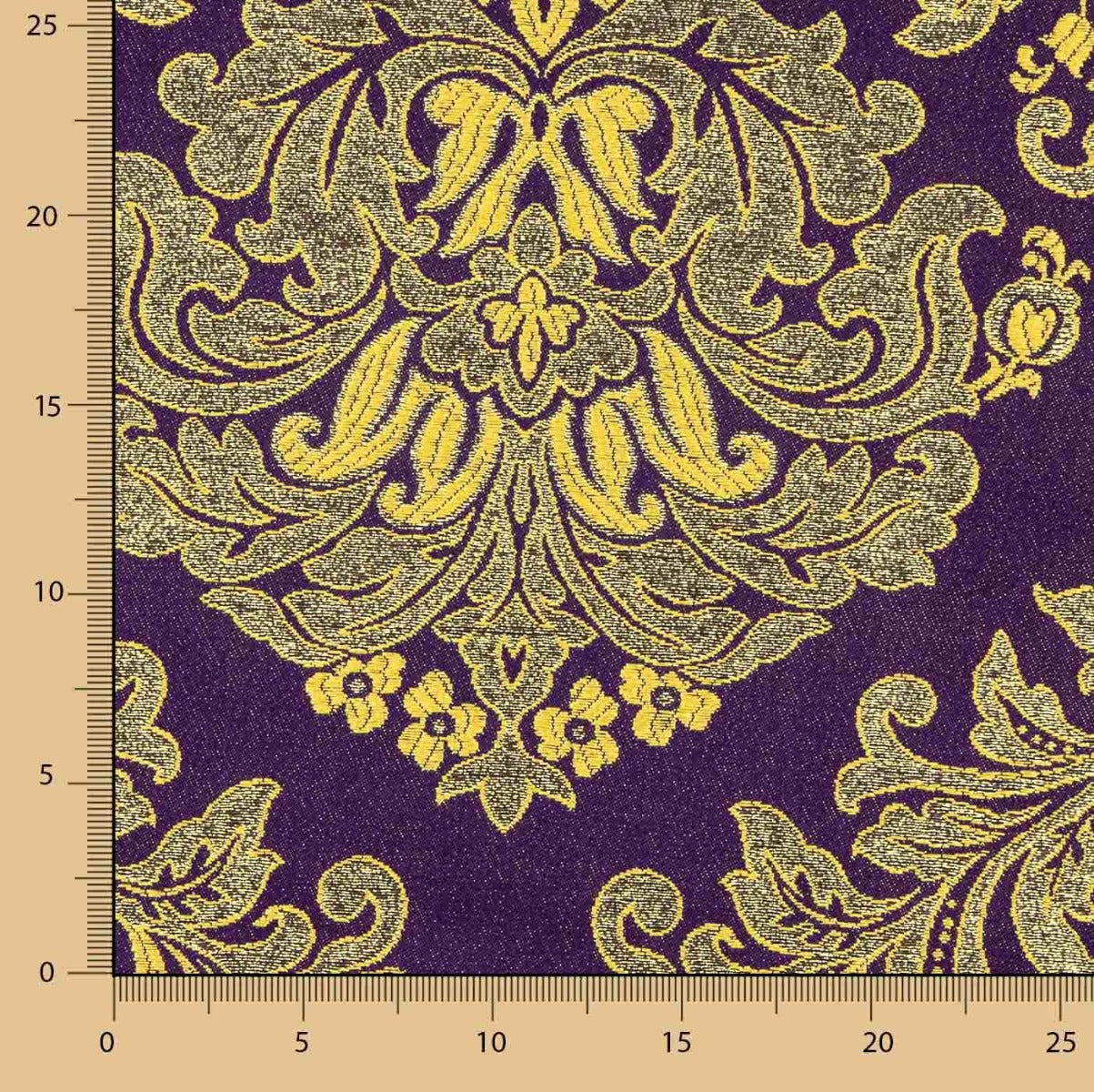 Brokat-Jacquard Florencia Lila und Gold - Ribes y Casals