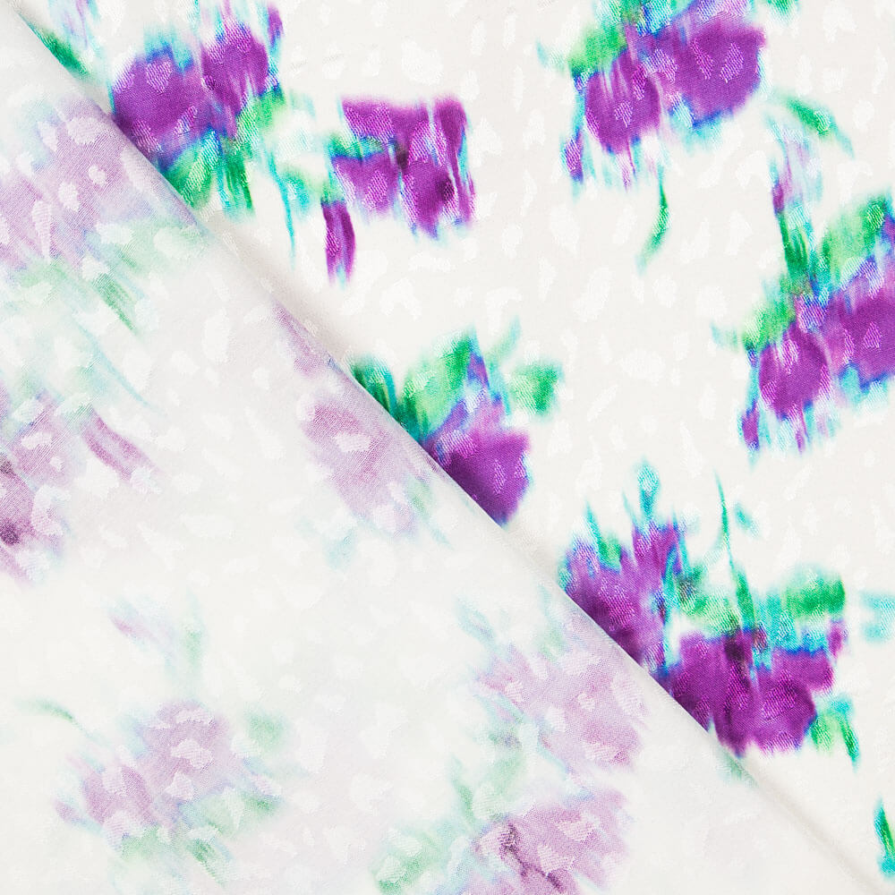 Jacquard Polyester Blumen Mauve Weiß - Ribes y Casals