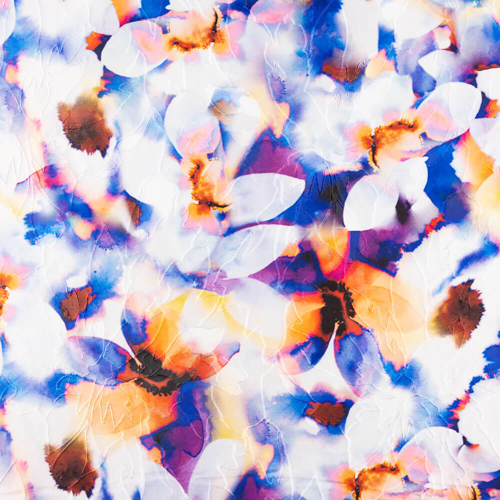 Jacquard Rebrodé Blumen Blau Blau - Ribes y Casals