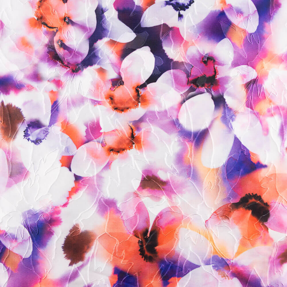 Jacquard Rebrodé Blumen Lila - Ribes y Casals