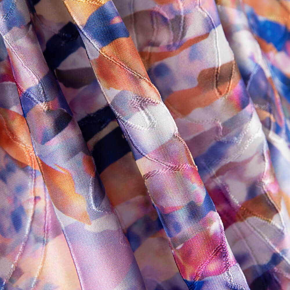 Jacquard Rebrodé Streifen Blau - Ribes y Casals