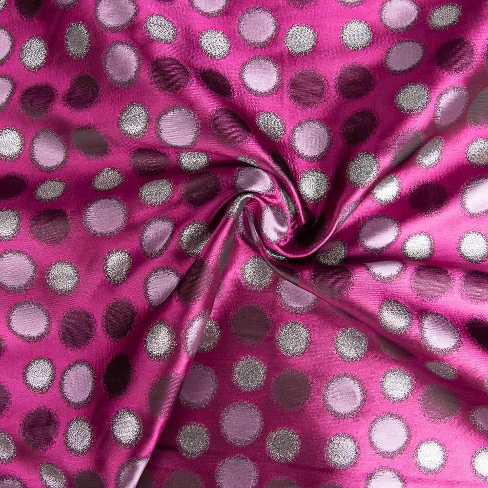 Taft Polka Dots Fuchsia Silber - Ribes y Casals