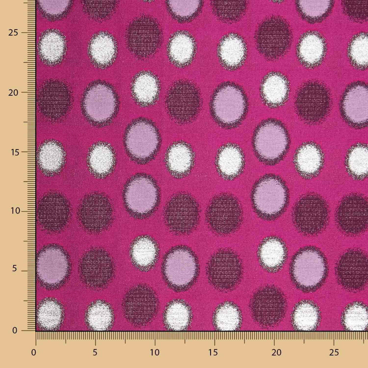 Taft Polka Dots Fuchsia Silber - Ribes y Casals