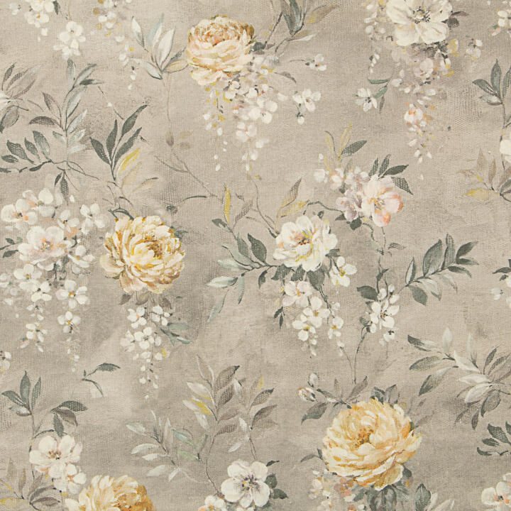 Bedrucktes Canvas „Romantischer Garten“ in Beige - Ribes y Casals