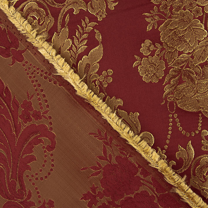 Klassisches Blumen-Jacquard in Dunkelrot und Gold - Ribes y Casals