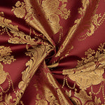 Klassisches Blumen-Jacquard in Dunkelrot und Gold - Ribes y Casals