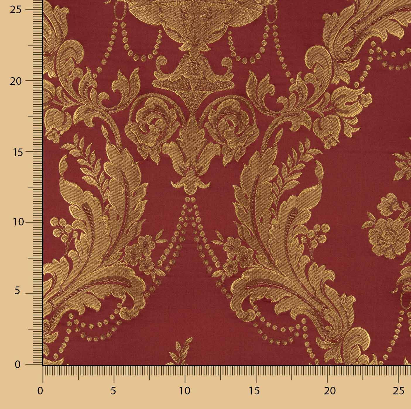 Klassisches Blumen-Jacquard in Dunkelrot und Gold - Ribes y Casals