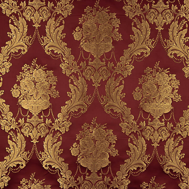 Klassisches Blumen-Jacquard in Dunkelrot und Gold - Ribes y Casals