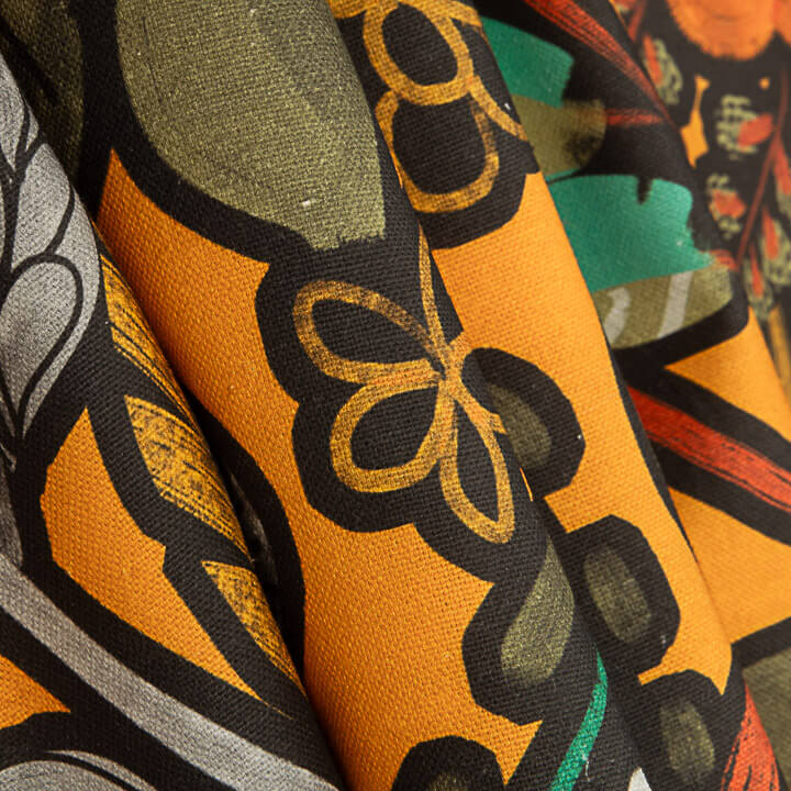 Bedrucktes Canvas „Bohemian Jungle“ in Orange - Ribes y Casals