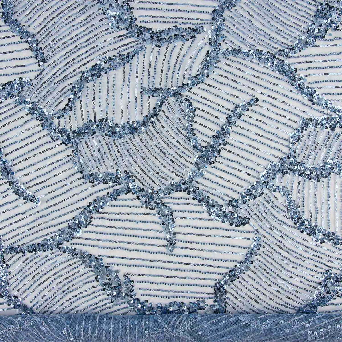 Reststück Paillettenstoff „Fiesta“ Blau – verschiedene Größen x 120 cm breit - Ribes y Casals