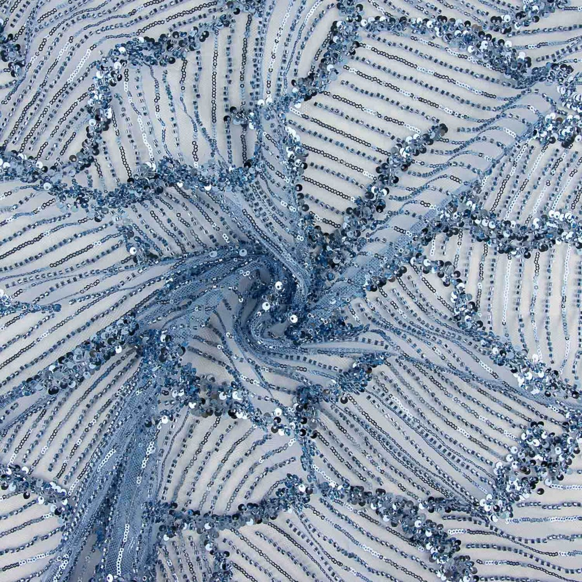 Reststück Paillettenstoff „Fiesta“ Blau – verschiedene Größen x 120 cm breit - Ribes y Casals