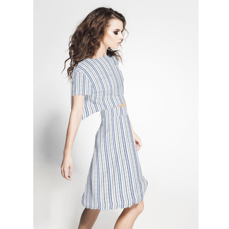 Leinen Fein gestreift Navy - Ribes y Casals