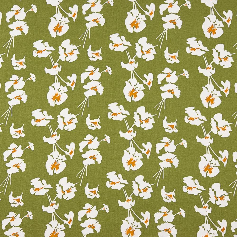 Leinen Viskose Floral Khaki Grün - Ribes y Casals