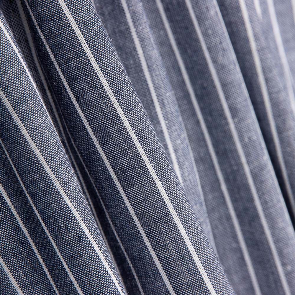 Leinen Viskose Oxford gestreift Blau - Ribes y Casals