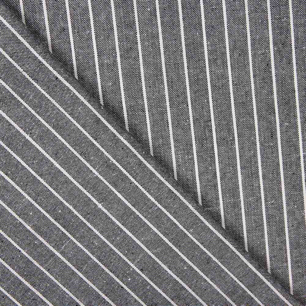 Leinen Viskose Oxford Gestreift Grau Medium - Ribes y Casals