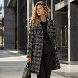 Grau-schwarzer Mosaik-Tweed aus Wolle mit Gold-Lurex - Ribes y Casals