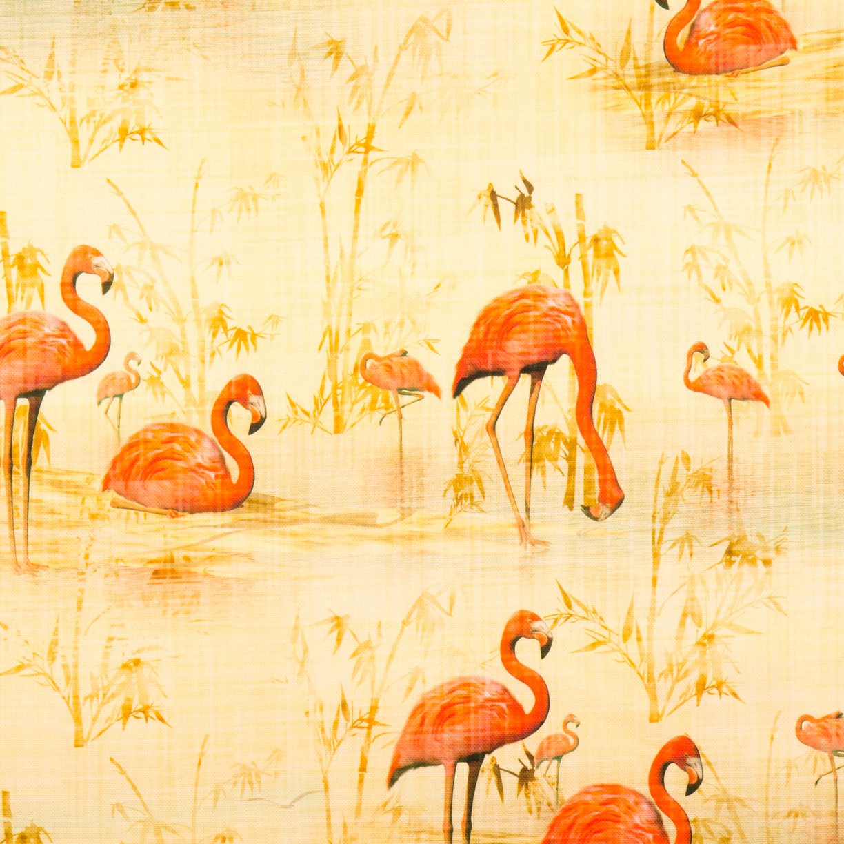 Flamingos Baumwollsegeltuch Gelb - Ribes y Casals