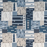 Bedrucktes Segeltuch Fisch Quadrat Blau - Ribes y Casals